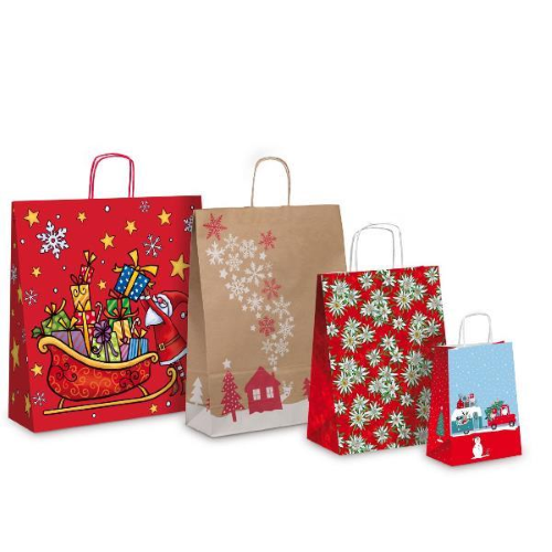 SAUL SADOCH REX ALLEGRA ESPOSITORE BORSE IN CARTA MISURE E COLORI ASSORTITI FANTASIE NATALE CONF 100 Pz.